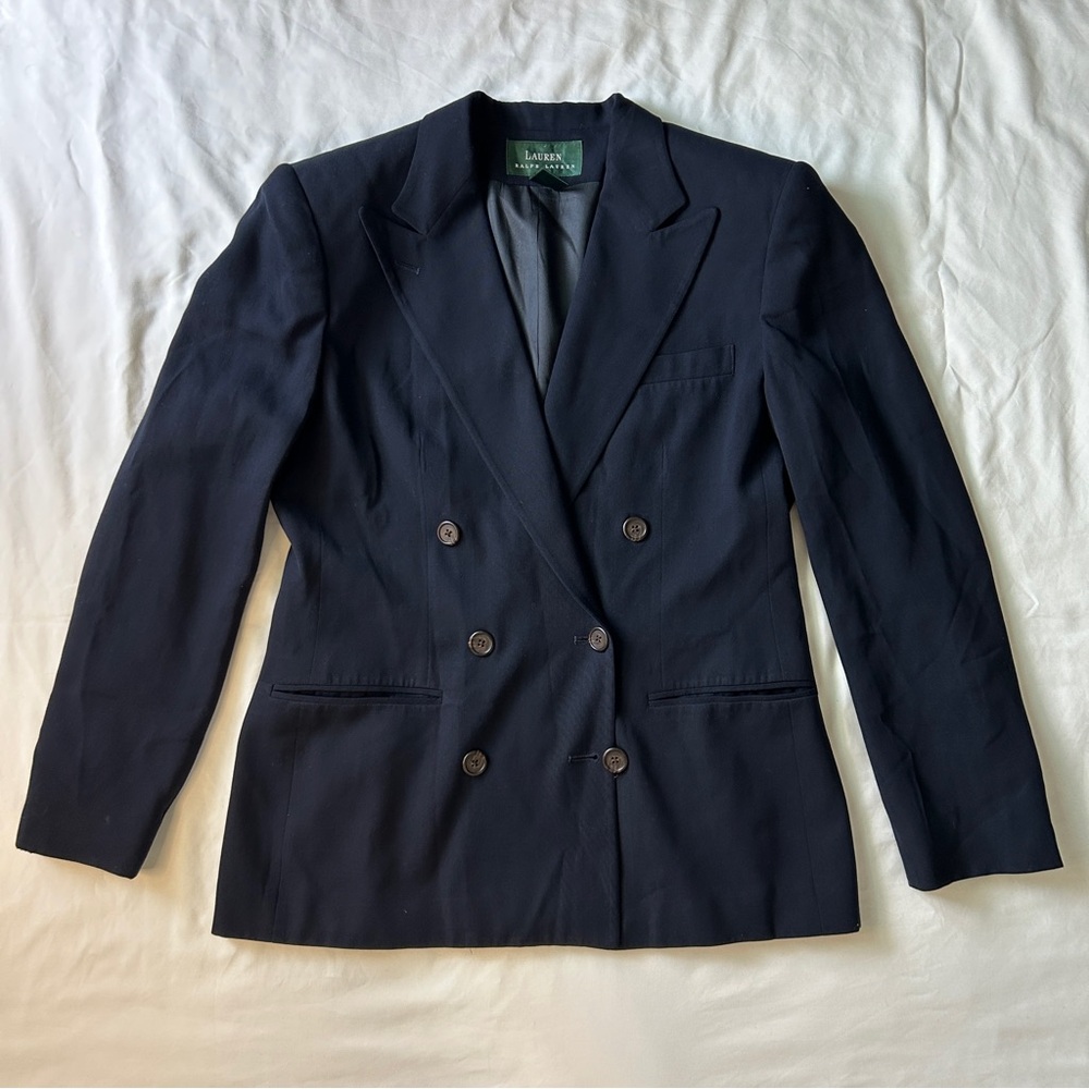 Lauren Ralph Lauren Navy Double Breasted wool blend blazer
